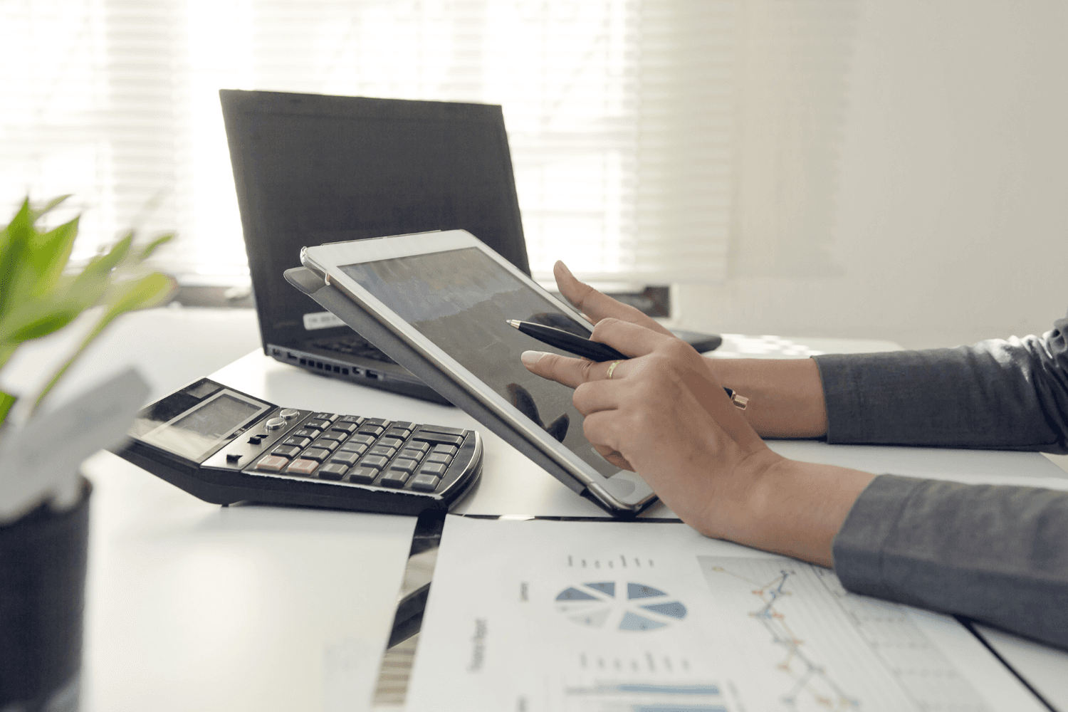 Tâche de finances effectuée sur un iPad grâce à un logiciel financier ERP